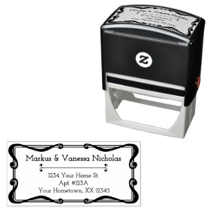 Vintage Whimsy Border Name & 3 Line Address Self-inking Stamp