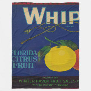 Vintage Whip Citrus Fruit Label Fleece Blanket