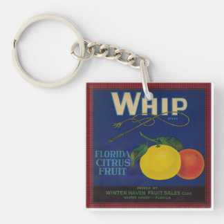 Vintage Whip Citrus Fruit Label  Key Ring