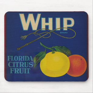 Vintage Whip Citrus Fruit Label Mouse Mat