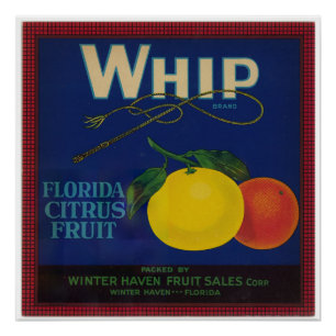 Vintage Whip Citrus Fruit Label  Poster