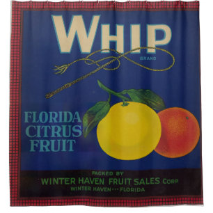 Vintage Whip Citrus Fruit Label  Shower Curtain