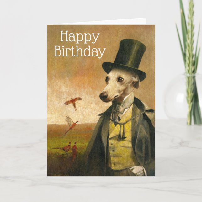 Vintage Whippet Birthday Card (Front)