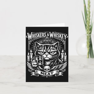 Vintage Whiskers and Neat Cat Lover Drinker Card