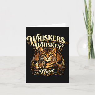 Vintage Whiskers and Whiskey Neat Cat Lover Card