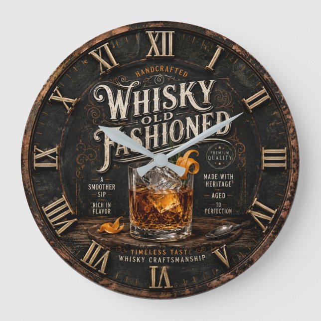 Vintage Whiskey  Large Clock (Front)
