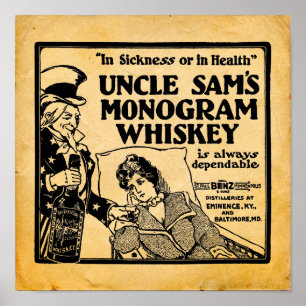 Vintage Whiskey Uncle Sams Monogram Print