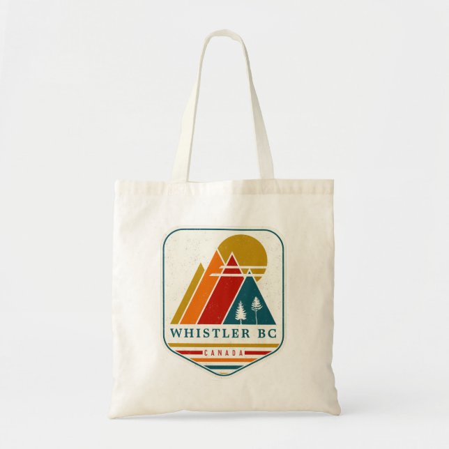 Vintage Whistler Canada Skiing Souvenir 1980s Tote Bag (Front)