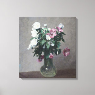 Vintage White and Pink  Mallows in a Vase Canvas Print