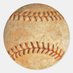 Vintage White Baseball red stitching Classic Round Sticker