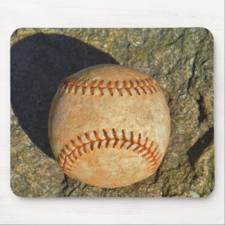 Vintage White Baseball red stitching Mouse Mat