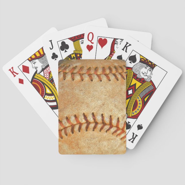 Vintage White Baseball red stitching Playing Cards (Back)