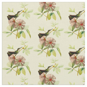 Vintage White Bellied Emerald Hummingbird Fabric