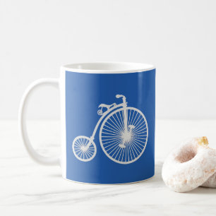 Vintage White Bicycle on Blue Coffee Mug
