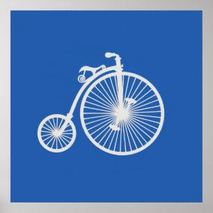 Vintage White Bicycle on Blue Poster