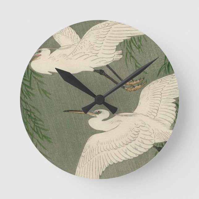 Vintage White Birds Wall Clock (Front)