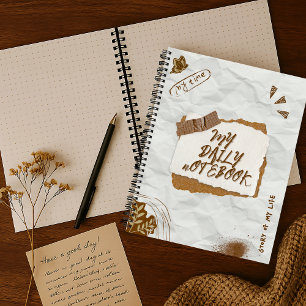 Vintage White & Brown Scrapbook Crumpled Bullet Notebook