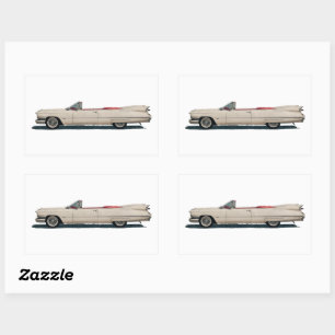 Vintage White Cadillac Car Rectangular Sticker