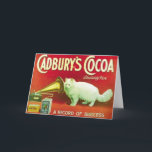Vintage White Cat Cadbury's Cocoa Ad Note Card<br><div class="desc">Retro / Vintage cat and kitten note card.  White kitten featured in an ad for Cadbury's Cocoa!  Perfect for cat lovers!</div>