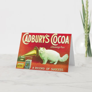 Vintage White Cat Cadbury's Cocoa Ad Note Card