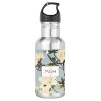 Vintage White Cream Azalea Flowers Monogram