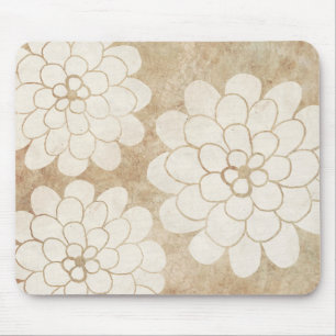 Vintage White Dahlia Floral Wedding Mouse Mat