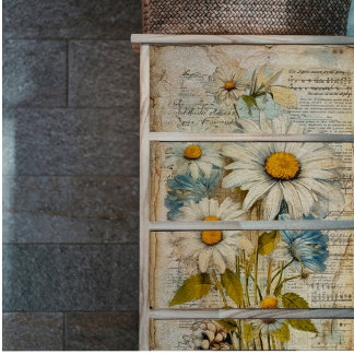 Vintage White Daisies Decoupage Tissue Paper