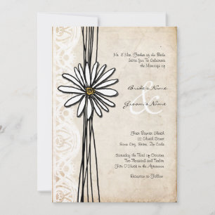 Vintage White Daisy Wedding Invitation