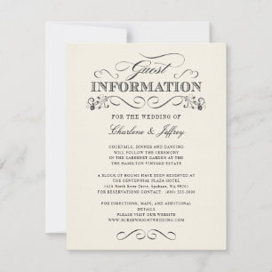Vintage White Elegant Wedding Information WT313 Invitation