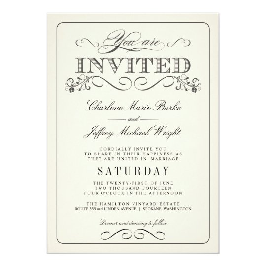 Vintage White Elegant Wedding Invitations