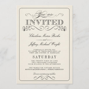 Vintage White Elegant Wedding Invitations WT313