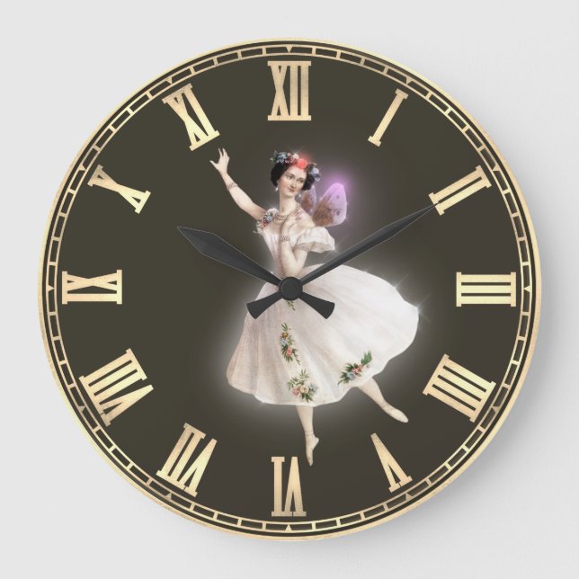 Vintage White Fairy Large Clock (Front)