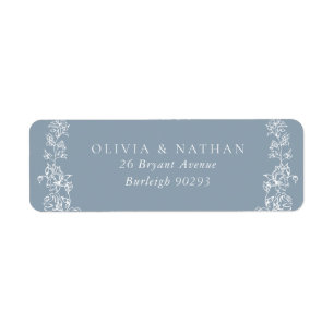 Vintage White Floral Blue Wedding Return Address