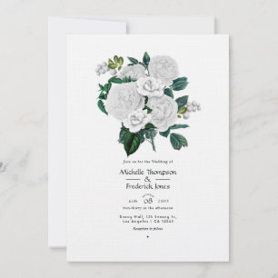 Vintage White Floral Charm for Elegant Weddings Invitation