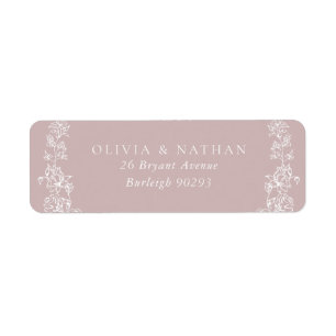 Vintage White Floral Pink Wedding Return Address