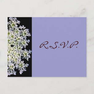 vintage  white floral purple wedding rsvp invitation postcard
