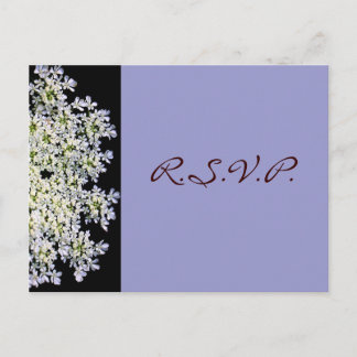 vintage  white floral purple wedding rsvp invitation postcard