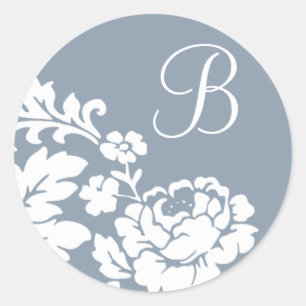 Vintage White Floral Silhouette on Lavender Classic Round Sticker