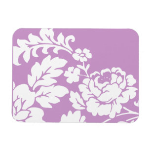 Vintage White Floral Silhouette on Lavender Magnet