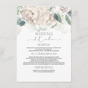 Vintage White Floral Wedding Information Enclosure Card