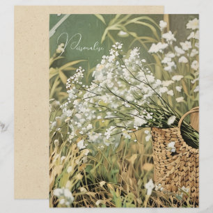 Vintage White Flower Pattern Floral ScrapbookPaper