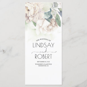 Vintage White Flowers Elegant Wedding Programs Programme
