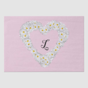 Vintage White Flowers Heart with Monogram   Tissue Paper