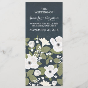Vintage white flowers wreath wedding programs programme