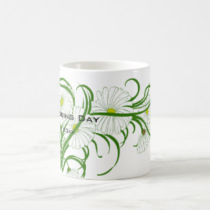 Vintage White Gerber Daisy Flowers Wedding Set Coffee Mug