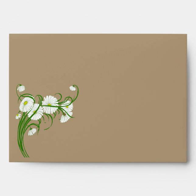 Vintage White Gerber Daisy Flowers Wedding Set Envelope (Front)