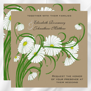 Vintage White Gerber Daisy Flowers Wedding Set Invitation
