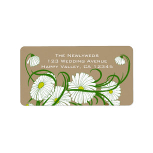 Vintage White Gerber Daisy Flowers Wedding Set Label