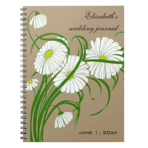 Vintage White Gerber Daisy Flowers Wedding Set Notebook