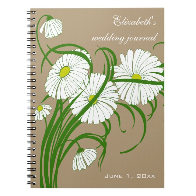 Vintage White Gerber Daisy Flowers Wedding Set Notebook (Front)